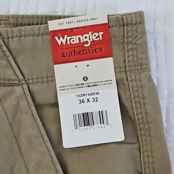 Wrangler Authentics Cargo Pants Men's 36x32 Tan 6 Pockets Straight Leg 10ZM7ABEW - Picture 4 of 13